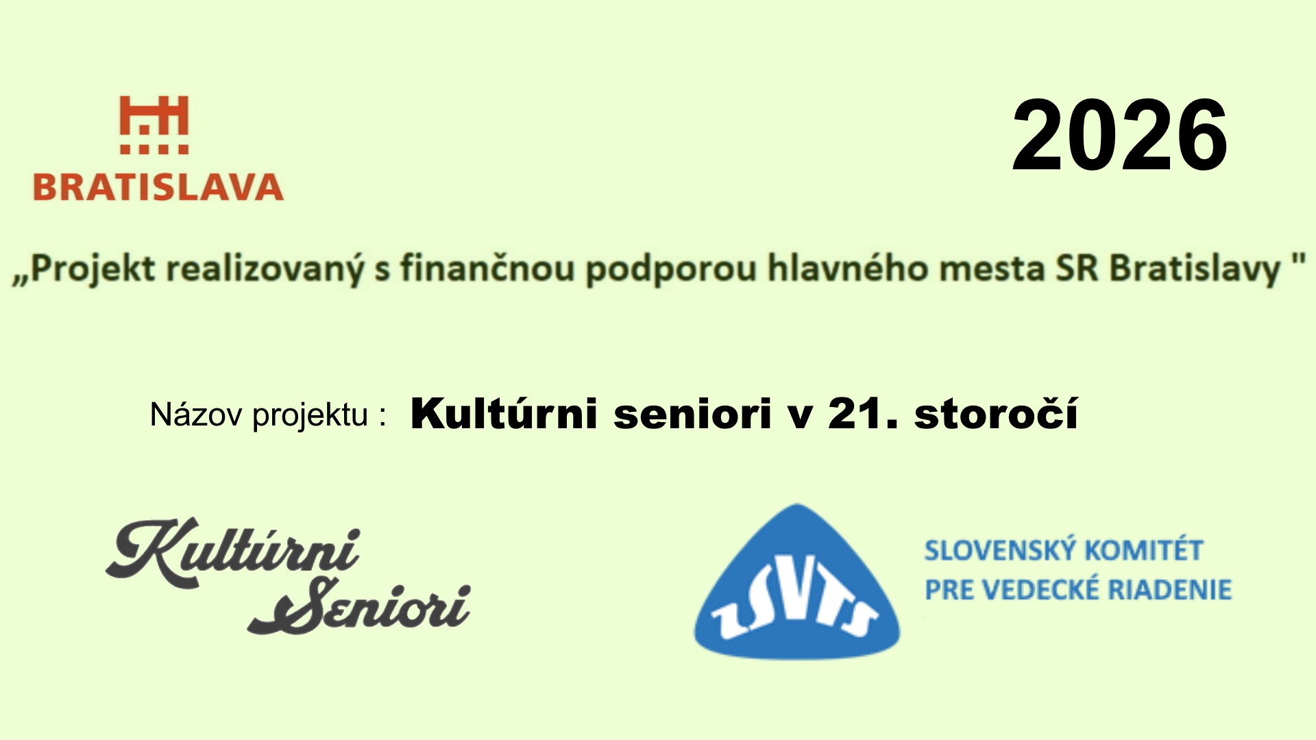 Kultúrni seniori v 21. storočí – 2026